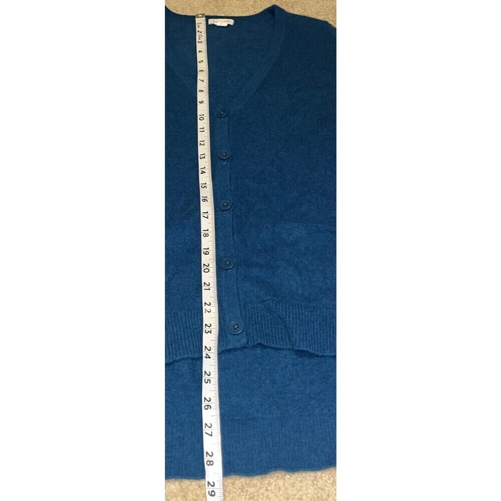 Garnet Hill (XS) Women’s 100% Cashmere Cardigan Sweater Teal Blue High Low - Picture 10 of 15